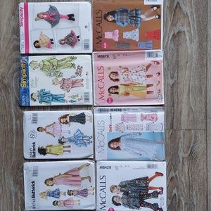 🎁8 sewing patterns, girls 6-7-8 pjs,dresses,cape,top, pants & stuffed bunny